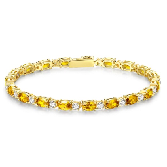 14k Gemstone and Diamond Tennis Bracelet - Picture 8 of 17